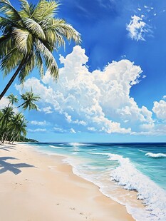 海滩风景画