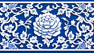 牡丹青花图案