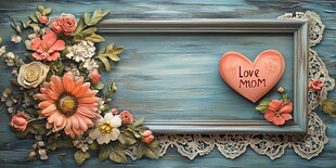 浮雕花卉与爱心浪漫