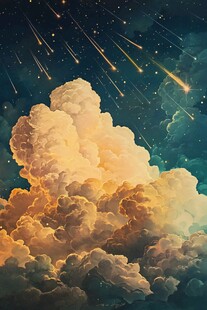 彩色流星雨插画