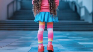 色彩鲜艳穿搭的女孩