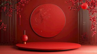 春节新年红色物料背景