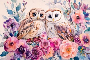 欧美手绘动物花鸟