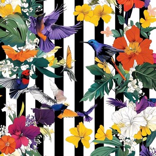 热带植物花鸟花型