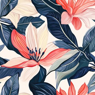 热带花枝四方连续图