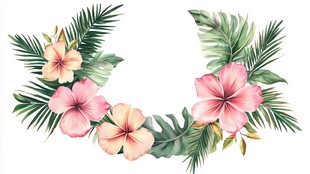 田园风热带树叶花朵