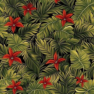 热带花枝四方连续图