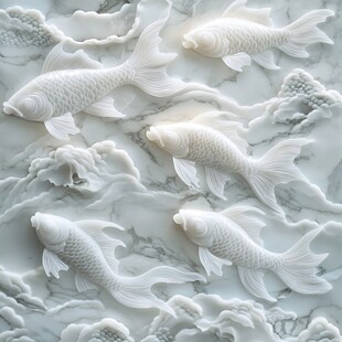 3d浮雕金鱼鲤鱼