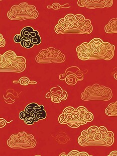 红底黄色云纹
