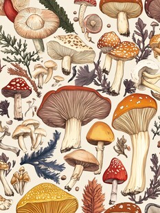 手绘菌菇插画