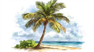 棕榈树美术绘画