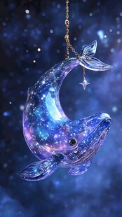 银河星系手绘鲸鱼儿