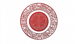 圆形喜字剪纸立体喜字