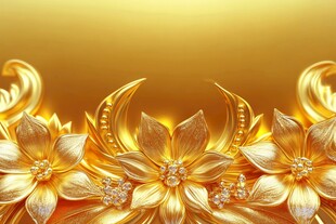 高精手绘黄金拉丝花卉