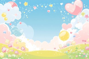 蓝天白云彩色气球