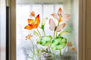 艺术玻璃手绘花卉