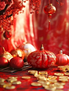 春节过年红色喜庆