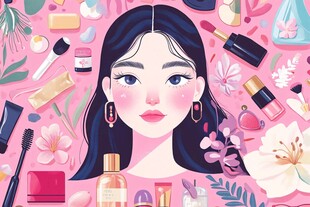 美容养颜护肤品插画