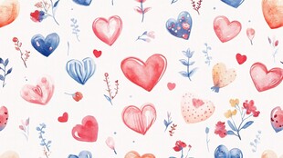 水彩浪漫爱心花卉