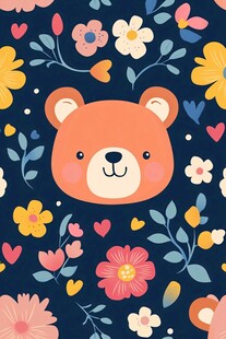 小熊印花壁纸