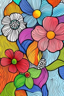 手绘彩色花背景海报