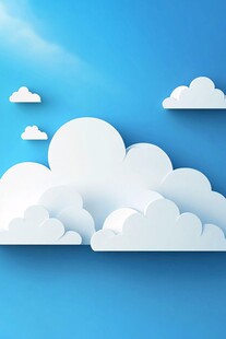 几何晶格蓝天白云云朵