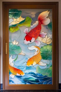 现代屏风鲤鱼图