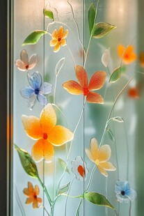 玻璃门装饰花