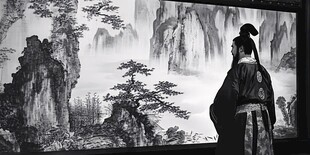 迎客松巨幅水墨画