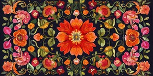 彩色民族风花草花卉