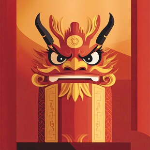 舞狮扁平化设计