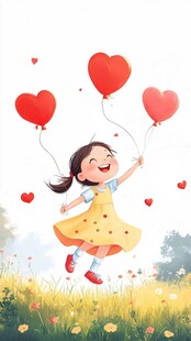 快乐的小女孩插画