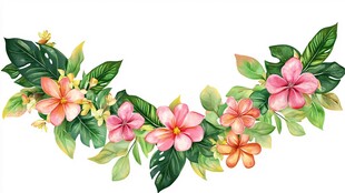 田园风热带树叶花朵