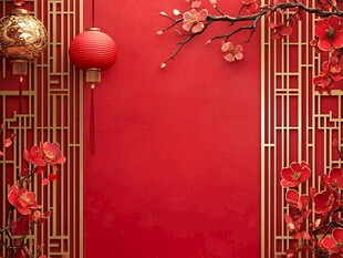 春节新年红色物料背景