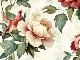 花鸟牡丹花鸟碎花