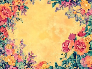 手绘彩色花背景海报