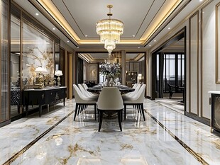 轻奢客厅效果图餐厅