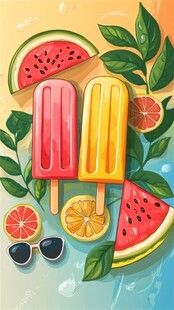 暑期饮品水果插画