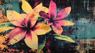 现代花卉肌理装饰画