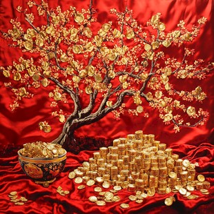 金元宝摇钱树算盘铜钱