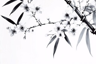 手绘梅花背景墙