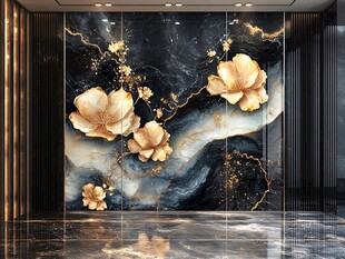 金线荷花客厅背景