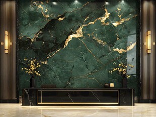 墨绿奢华背景墙