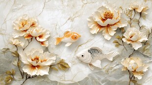 金鱼浮雕背景墙