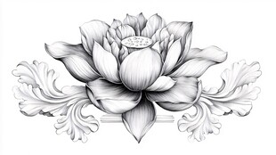 手绘金属质感荷花