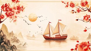 一帆风顺背景墙