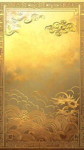 海浪仙鹤云纹中式背景