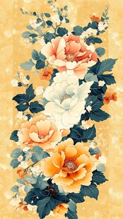 手绘质感牡丹花