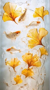 现代屏风鲤鱼图