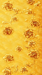 金色牡丹花纹